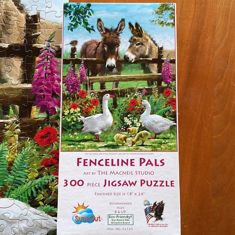 SunsOut Jigsaw Puzzle  “Fenceline Pals” art by MacNeil Studio. 300 Pcs.